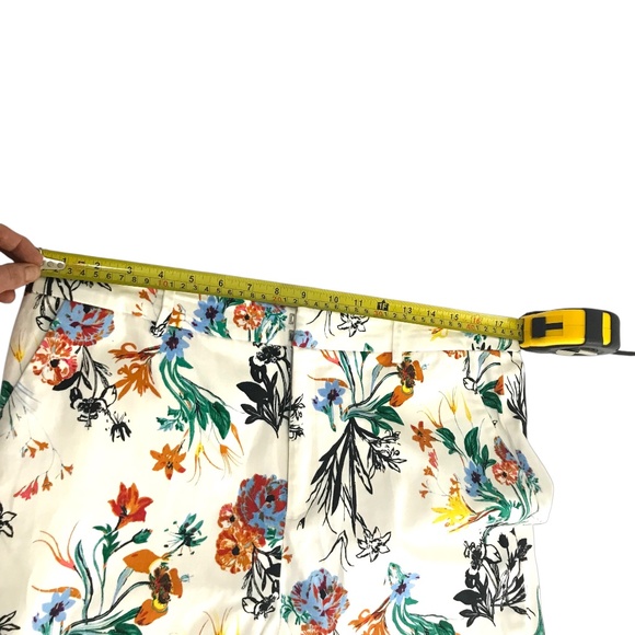 Contemporaine Women's Floral Cotton Trousers White Size 14 - Picture 7 of 9